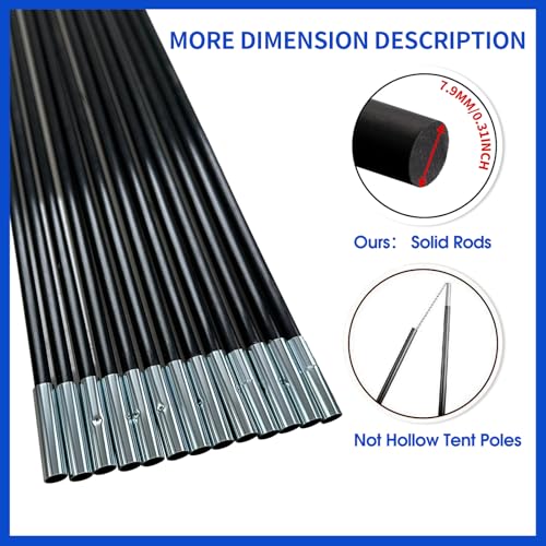 Trampoline Fiberglass Rods, for Poles with Tube Caps - size: For 12FT Trampoline Frame