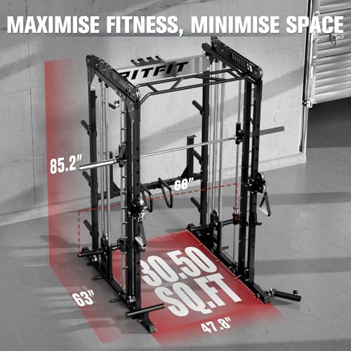 RitFit M1 Pro Smith Machine Cable Crossover Power Cage Home Gym - color: BLACK, size: M1 PRO