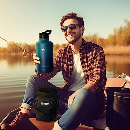 NATURE PIONEOR 64 oz Insulated Water Bottle with Carrier Bag & 3 Lids - color: Malachite Blue, size: 64 Ounces