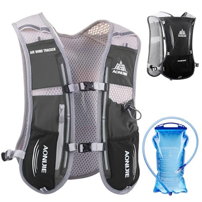 Azarxis Hydration Running Vest Backpack Pack 5L 5.5L for Women and Men Jogging Trail Race Marathon Cycling Hiking - color: Black