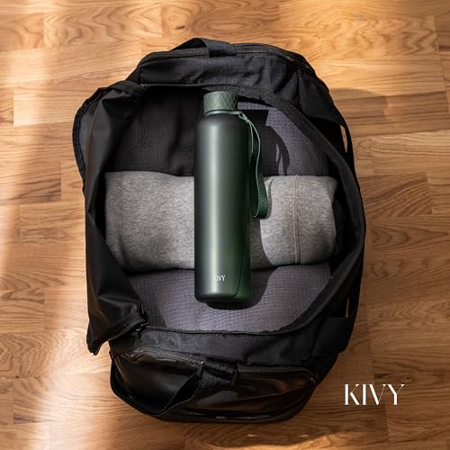 KIVY Slim Water Bottle 32oz Tritan - Lightweight & Shatterproof - BPA-Free - color: 01 Dark Green, size: 32 Ounces