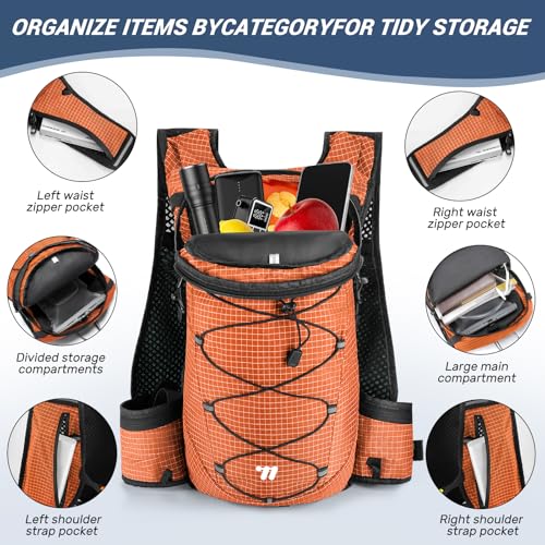 Lightweight Hydration Backpack with 2L Water Bladder Running Hydration Vest Backpack Specialized Hydration Pack for Cycling, Hiking, and Mountaineering - color: orange
