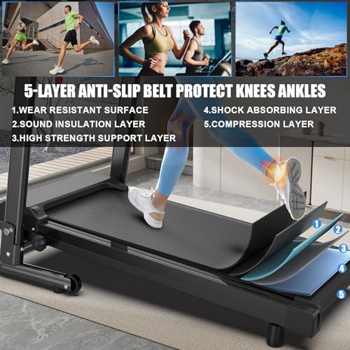 FYC Foldable Treadmills for Home, Portable Treadmill with Handles, 2.5HP Treadmills 300 lb Capacity, APP Control, Fitness Folding Walking Pad with LED Display