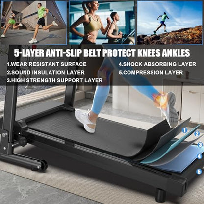 FYC Foldable Treadmills for Home, Portable Treadmill with Handles, 2.5HP Treadmills 300 lb Capacity, APP Control, Fitness Folding Walking Pad with LED Display