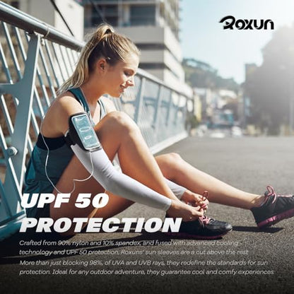 ROXUN Arm Sleeves Cooling UV Sun Protection Sport Compression for Men Women - color: 2 Black+dark Gray+light Gray