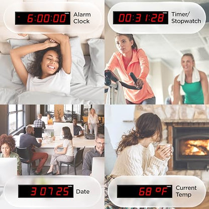 Ivation Oversized Digital Wall Clock with Large LED Display & Timer, 72" - color: Red, size: 72" Inch