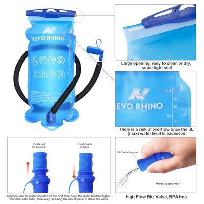 N NEVO RHINO Hydration Backpack with Water Bladder 3L, Hiking Backpack - color: 03 Lake Green