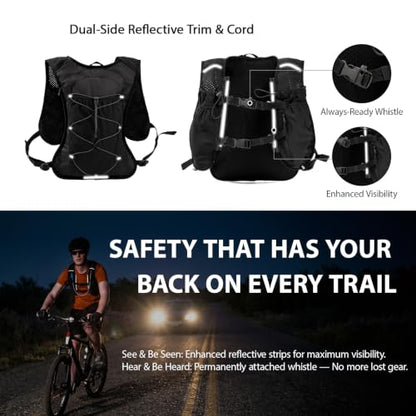 Hydration Backpack, Lightweight Water Backpack, Adjustable Running Vest - size: 2L Water Bag 1 Soft Flask