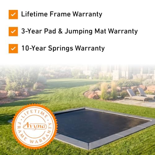 Avyna Premium In-Ground Trampoline – Outdoor Trampoline for Kids and Adults with Advanced Safety Features - size: 15x15' FT - Square