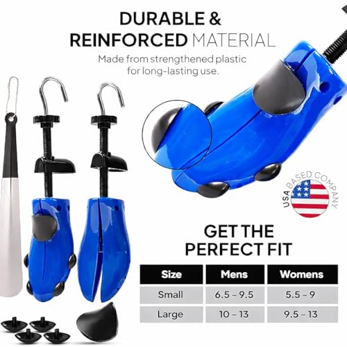 HOUNDSBAY Shoe Stretcher Women & Men, Adjustable 2-Way Shoe Expander - color: Classic L for Men (Size 10–13) Blue