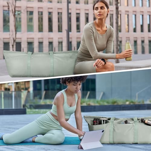 sportsnew Large Yoga Mat Bag Trolley Sleeve Gym Carrier Shoe Bag Wet Pocket - color: Green