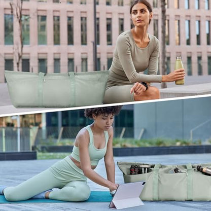 sportsnew Large Yoga Mat Bag Trolley Sleeve Gym Carrier Shoe Bag Wet Pocket - color: Green