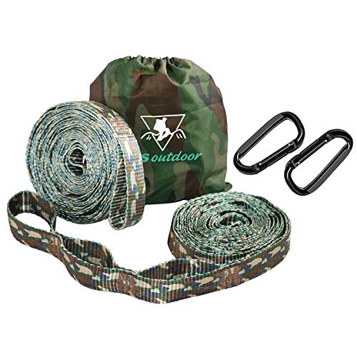 pys XL Hammock Straps - 20ft Camo Tree Straps, 20+1 Adjustable Loops, 2 Carabiners Included with 1000lbs Fit for Any Hammocks, Perfect for Hiking and Backpacking - color: Camo,20+1