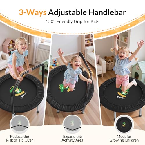BCAN SP1 36'' Kids Toddler Trampoline Indoor, Foam Handle | FED Fitness - color: Black