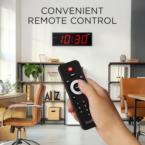 Ivation Large Digital Wall Clock with Big LED Display & Timer, 18" - color: Red, size: 18" x 6"