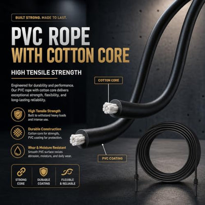 10,000-Drop Unbreakable Jump Rope, 5mm PVC Adjustable Speed Rope with Ergonomic PP Handles for Boxing, HIIT & Home Gym - color: Black+White
