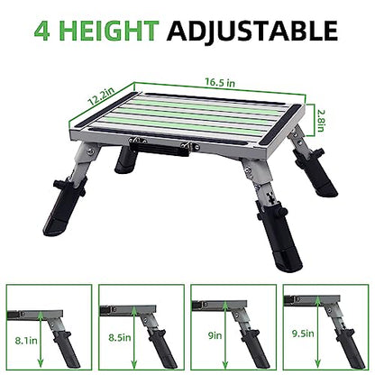 Homeon Wheels Adjustable RV Step, Reflective Strip Non-Slip Platform - color: Gray Luminous