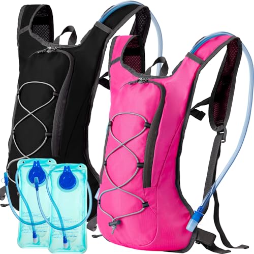 Wesiti 2 Pack Water Backpack Pack with 2L Hydration Bladder, Black, Pink - color: Black, Pink