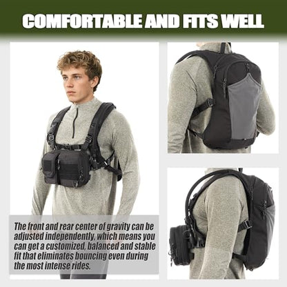 2-in-1 Hydration Backpack & Tactical Chest Pack with 2.5L Water Bladder, Modular Molle Hydration Vest, Lightweight Running Water Bag for Gravel Cycling, MTB, Hiking, Enduro - color: Green