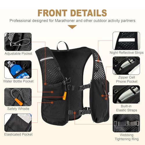 Running Vest for Women Men Adjustable Running Hydration Vest with Phone Holder Reflective Strips for Marathon Hiking Cycling - size: White, style: Running Vest with one 1.5L Water Bladder