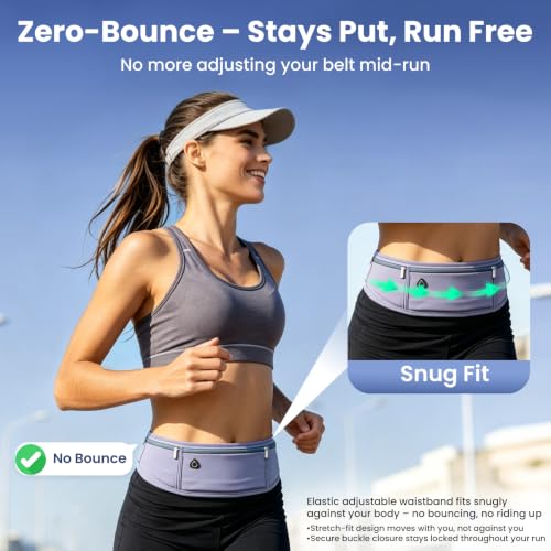 Slim Running Belt Fanny Pack for Men and Women – No-Bounce Waist Pack for Phone, Fits iPhone 17 Pro Max, Sweatproof 3-Pocket Pouch for Runners, Gym, Hiking (Dark blue) - color: Dark Blue