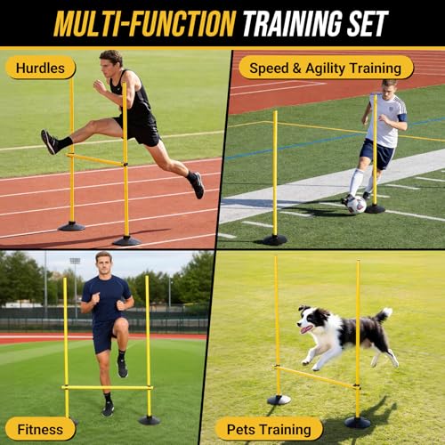 Neoaider 2-in-1 Adjustable Agility Hurdles & Training Poles, Set of 3/6