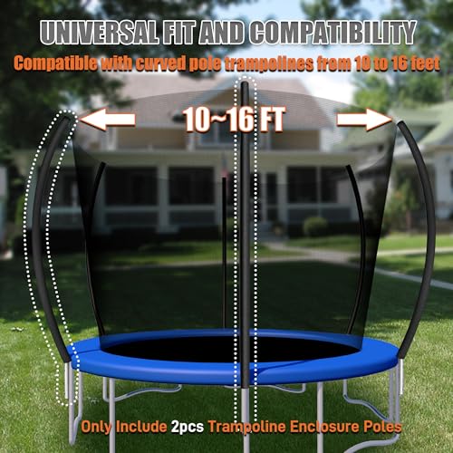 2PCS Trampoline Poles Replacement, Enclosure Curved Poles with T-Connector