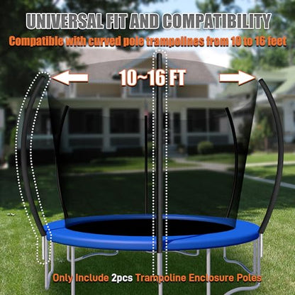 2PCS Trampoline Poles Replacement, Enclosure Curved Poles with T-Connector