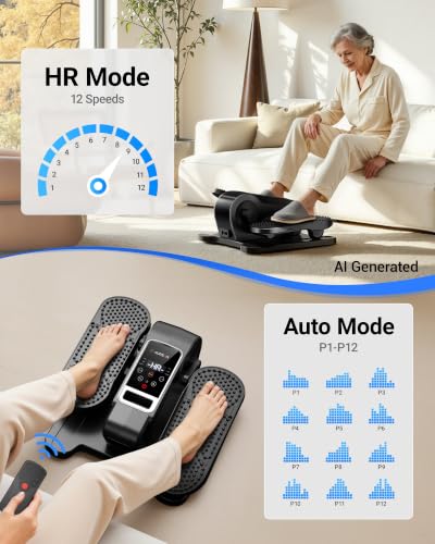 Under Desk Elliptical Machine, Mini Elipse Leg Exerciser with 12 Speeds