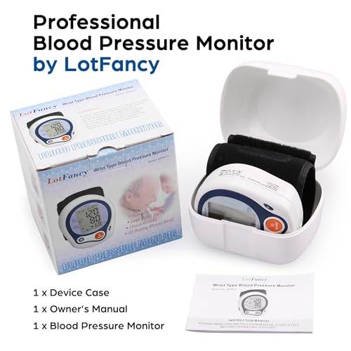 LotFancy Kids Wrist Blood Pressure Monitor for Home Use, BP Cuff 5”-8” for Small Adult, Digital Automatic Blood Pressure Cuff 60 Readings, 1 User, Blood Pressure Cuff Wrist with Portable Carrying Case