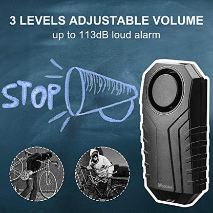 Wsdcam 113dB Bike Alarm Wireless Vibration Motion Sensor Waterproof Motorcycle Alarm with Remote