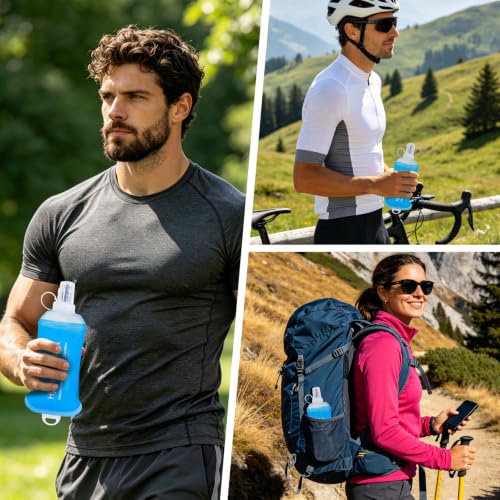 150ML Soft Flask, TPU Collapsible Soft Water Bottle for Hydration Pack, Running Vest, Leak-Proof Folding Water Bottle for Hiking Cycling Climbing Jogging- 1Pcs, Blue - color: 150ML Blue