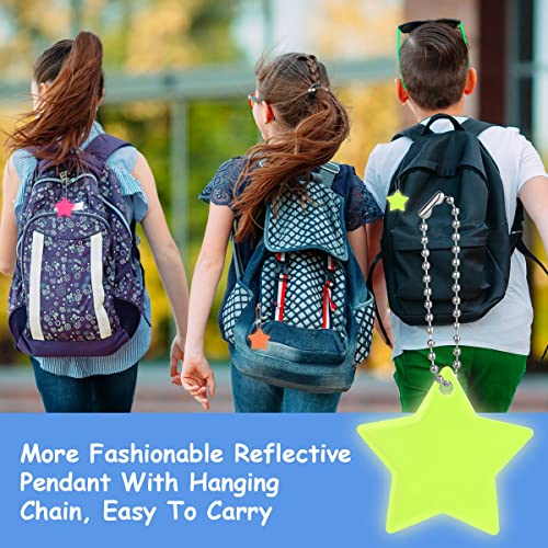 OSDUE Reflector Pendant, 16pcs Waterproof Child Safety Reflector Pendant for School Bag, Wheelchair, Bicycle and Running - color: A - Star