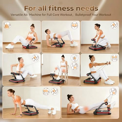 Ab Machine,with 3 Resistance Levels and Removable Auxiliary Handle - color: Red