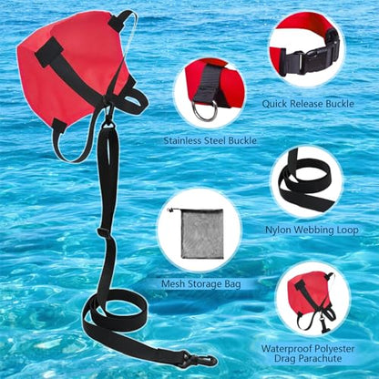 Adjustable Swim Parachute Belt - Resistance Training - color: Red