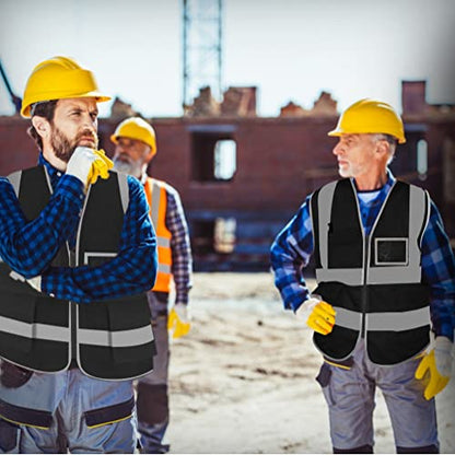 FEimaX High Visibility Safety Vest Mesh Work Vests with Reflective Strips - color: Black, size: Large