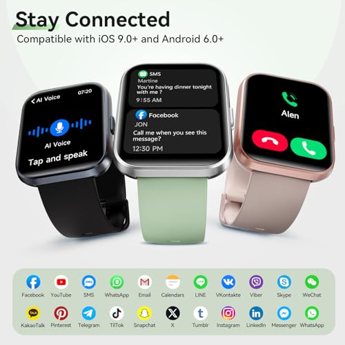 1.85" Smart Watches for Women Men, 120+ Sport Modes Fitness Tracker Watch - color: Green