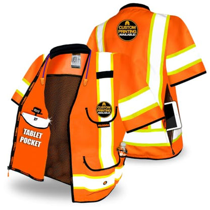 KwikSafety GODFATHER Safety Vest Class 2 & Class 3 ANSI OSHA Hi Vis Vest - color: Orange (Sleeves), size: Small