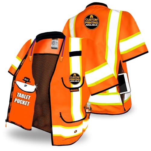 KwikSafety GODFATHER Safety Vest Class 2 & Class 3 ANSI OSHA Hi Vis Vest - color: Orange (Sleeves), size: Large