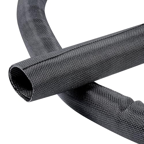Black Split Braided Cable Management Sleeves 1inch -15Feet - size: 1"-15Feet