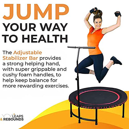 Leaps & ReBounds: Adjustable Stabilizer Bar - Fits All L&R Fitness Trampolines - Grippable & Cushy Foam Handles - Easy Assembly, Slips Over Existing Legs - Trampoline Sold Separately - size: 40