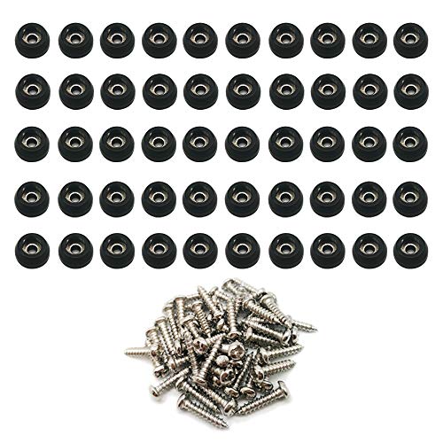 Cutting Board Feet Small Round Rubber Feet with Washer and Stainless Steel Screws 0.2" H x 0.43" W - 50 Pack - size: 0.2" H x 0.43" W_50 Pack