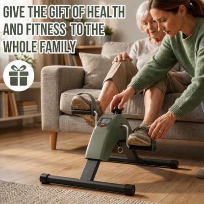 Under Desk Bike Pedal Exerciser for Arms and Legs, Foldable Mini Exercise Bike with LCD Display and Adjustable Resistance for Home and Office - color: Green