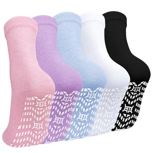 CaiDieNu Non Slip Socks for Women: Non Skid Grip Socks for Elderly Hospital - color: Multicolor, size: 11-13