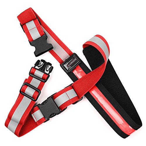 Illumiseen Extension for the LED Reflective Belt – Adds a max. of 19.6” to your LED Belt - color: Red