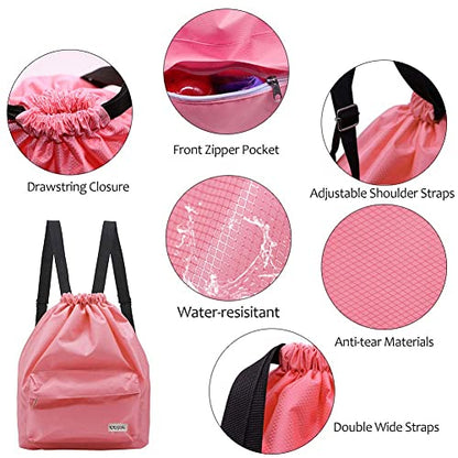 KIKIGOAL Dry Wet Separated Swimming Bag Portable Drawstring Backpack Waterproof Gym Sports Pool Beach Gear Bag - color: Green