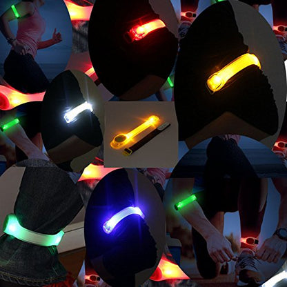 Premium LED Light Up Armband, Reflective Adjustable Wearable Silicone Running Belt Strap/Waterproof Glow in The Dark for Running Jogging Walking Cycling Concert Camping Outdoor Sports - color: Green - 4 Pack