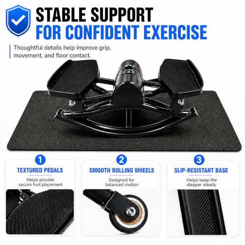 Rock Stepper - Steppers for Exercise at Home, Portable Stepper Side to Side with Digital Display & Resistance Bands, 330 LBS Capacity Full Body Workout Low-Impact Knee-Friendly 3D Stair Stepper - color: Black- B