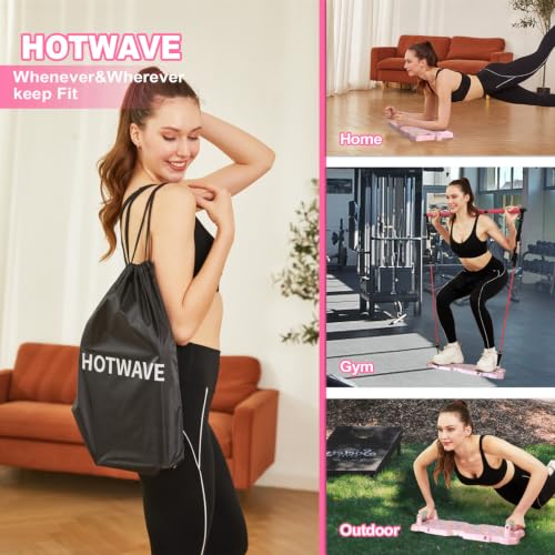 HOTWAVE Push Up Board, Portable Pushup Board & Plank Trainer, Push Up Bar - color: Pink