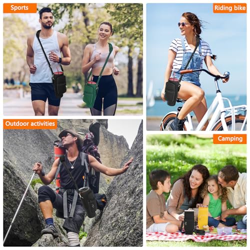 LEFOR·Z Water Bottle Carrier Bag with Phone Pocket Compatible with Stanley/Meoky 40 oz Tumbler with Handle,Water Bottle Holder Pouch with Adjustable Strap Compatible with Stanley Cup Accessories - color: Black-Style B